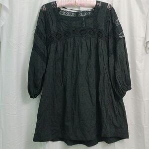 Free people Azalea black lace embroidered mini dress